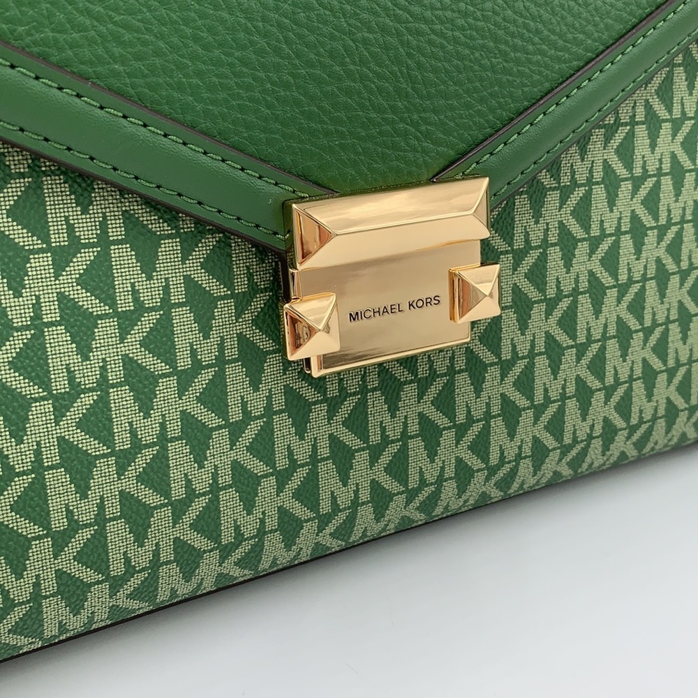 MICHAEL KORS
Whitney Medium Flap Top Handle Satchel Fern Green signature color - Picture 2 of 14